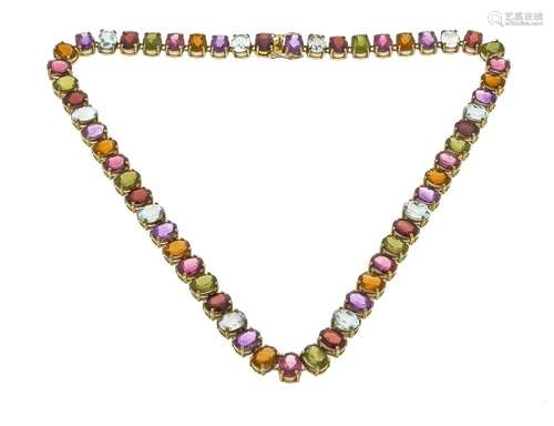 Multicolor necklace GG 750/000 with different colored oval fac. Gemstones 7