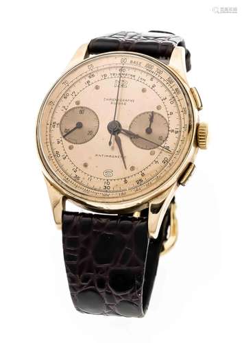 Chronograph Suisse men's wristwatch rose gold with stop function, antimagne