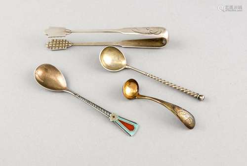 Four pieces cutlery, 20th century, silver different fineness, 3 spoons and