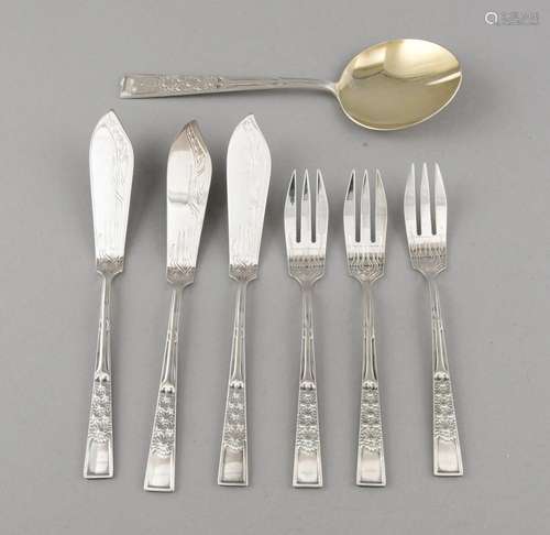 Fish cutlery for six persons, German, 20th cent., hallmarked M. H. Wilkens