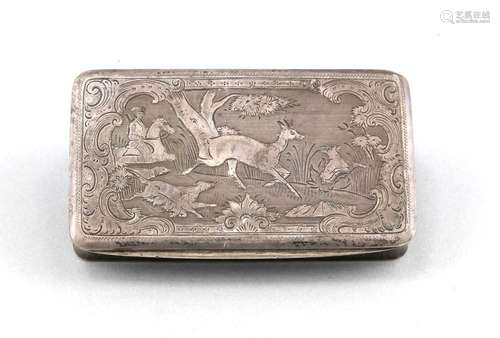 Rectangular lidded box, around 1900, silver tested, straight form, rounded