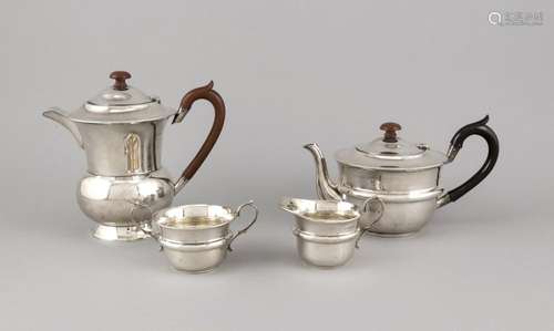 Four pieces Art Deco coffee and tea set, England, 1931, hallmarked Raeno Si