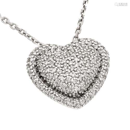 Diamond heart pendant WG 750/000 with diamonds, total weight 0.5 ct W / SI,