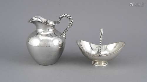 Jug and handle bowl, 20th century, various manufacturers, sterling silver 9