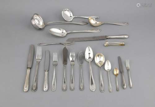 Cutlery, German, 20th cent., marked, silver 800/000, 2 different decors, le