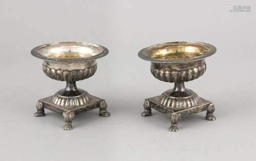 Pair of salt callars, German, 19th cent., city mark Berlin, marked silver,