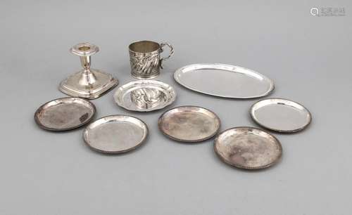 Compilation of eight pieces, 20th cent., different manufacturers, silver di