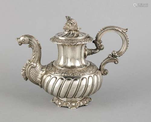 Historicism coffee pot, end of the 19th century, silver 12 (750/000), flowe