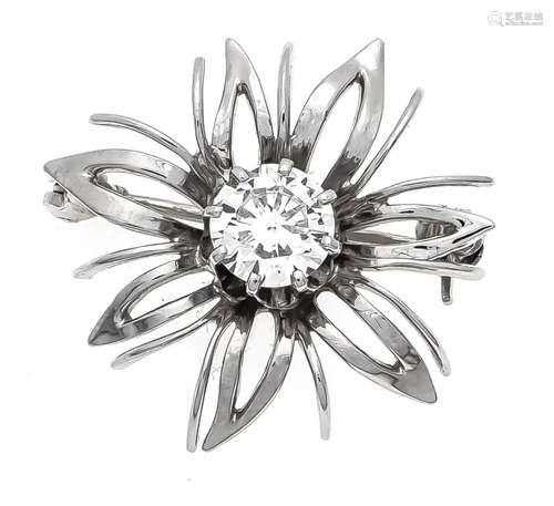 Brillant brooch WG 585/000 with a brilliant-cut 0.90 ct White - lightly tin