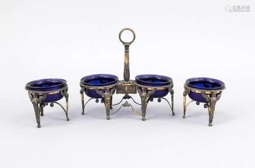 Spice set, France, early 19th century, silver warranty marks, with figurati