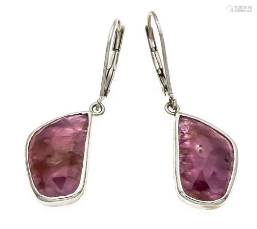 Ruby Earrings Silver 925/000 each with a fac. Ruby 17 x 10 mm in good color