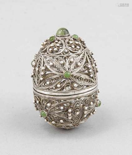 Decoration egg, 20th cent., Sterling silver 925/000, rich openwork filigree