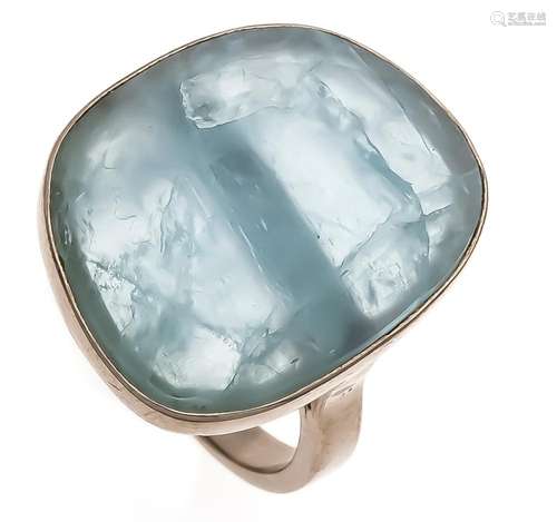 Aquamarine Ring Silver 925/000 rose gold plated with an oval aquamarine cab