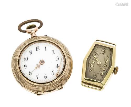 Pocket watch gold unst., with white dial, case no. 8 75200, must be overhau