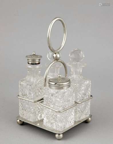 Cruet stand, England, 20th century, plated, total. h. approx. 22 cm