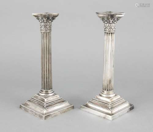 Pair of candlesticks, England, 1914, hallmarked Gorham Manufacturing, Birmi