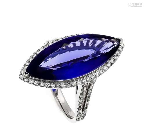 Tanzanite brilliant ring WG 750/000 with an excellent fac. Tanzanite 9,04 c