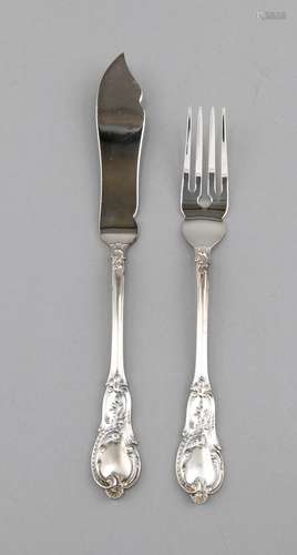 Fish cutlery for six persons, German, 20th cent., hallmarked M. H. Wilkens