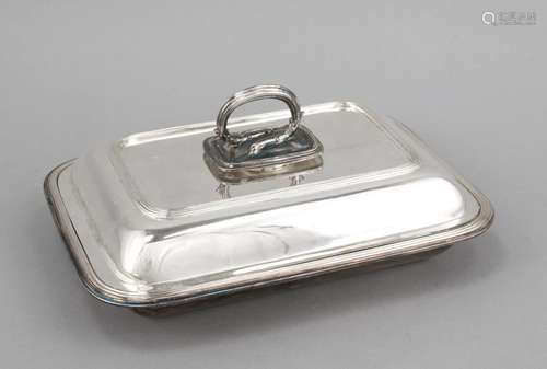 Rectangular warming dish, England, 20th century, plated, knob can be unscre