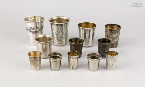 Ten beakers, 20th cent., different manufacturers, silver different fineness