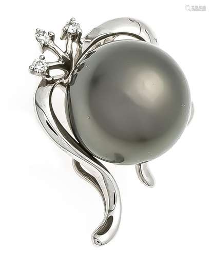 Tahitian pearl brilliant pendant WG 750/000 with an excellent, black Tahiti