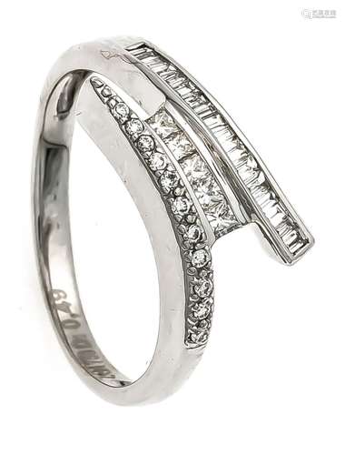 Brillant ring WG 750/000 with brilliants and diamond baguettes, total 0.49