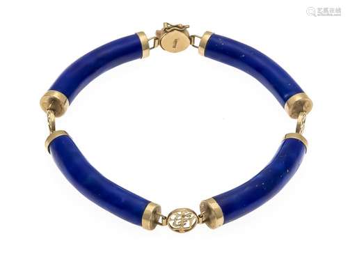 Lapis Lazuli Bracelet GG 585/000 with 4 Fine Lapis Lazuli Elements, Box Cla