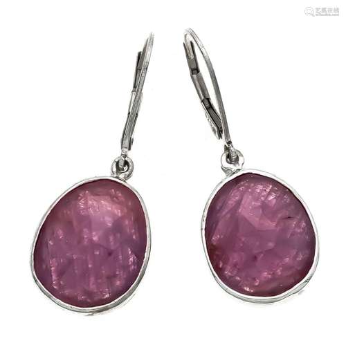 Ruby Earrings Silver 925/000 each with a fac. Ruby 16 x 13 mm in good color