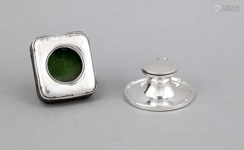 Pocket watch stand and inkwell, England, 20th cent., various manufacturers,