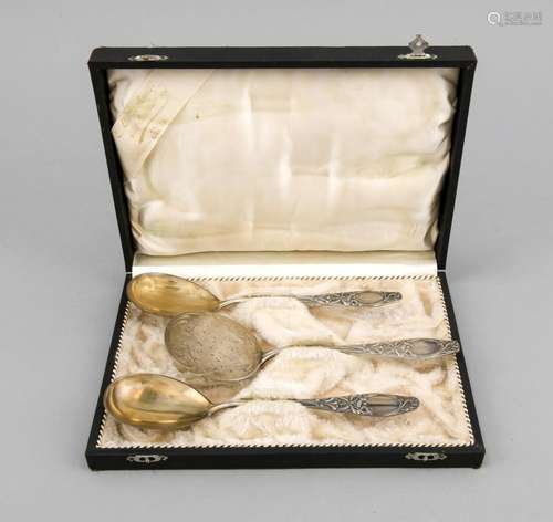 Three pieces Art Nouveau ice cutlery, German, around 1900, silver 800/000,