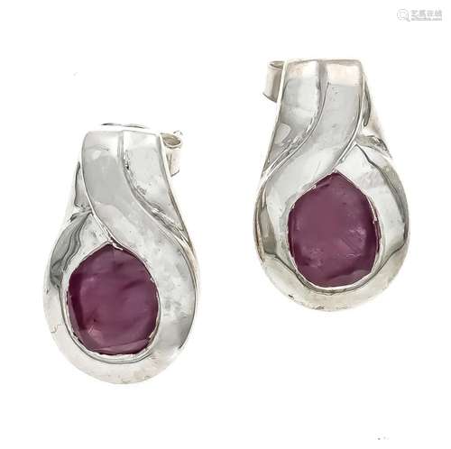 Ruby Ear Studs Silver 925/000 each with an oval fac. Ruby 8 x 6 mm in good