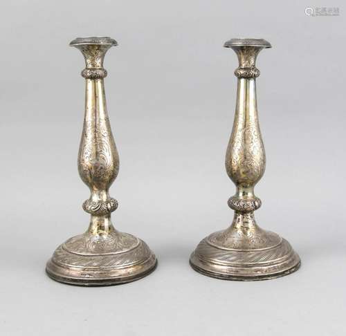 Pair of candlesticks, Austria, 1863, city letter for Vienna, silver 13 (812