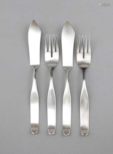 Fish cutlery for six persons, German, 20th cent., hallmarked M.H. Wilkens &