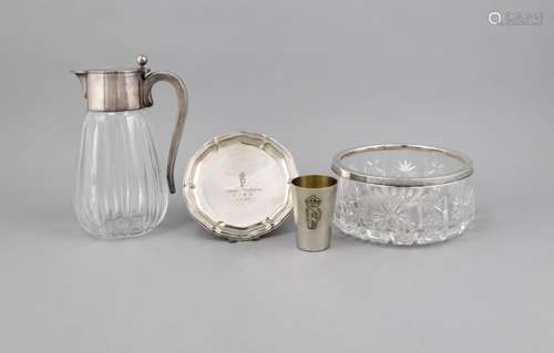 Compilation of four pieces, German, 20th cent., silver various fineness, gl