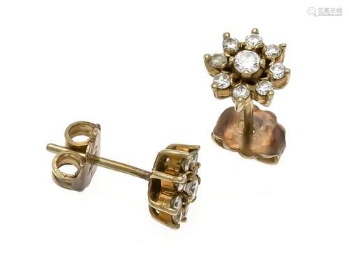 Brillant ear studs GG 585/000 each with 9 brilliants, total 0.26 ct TW / VS