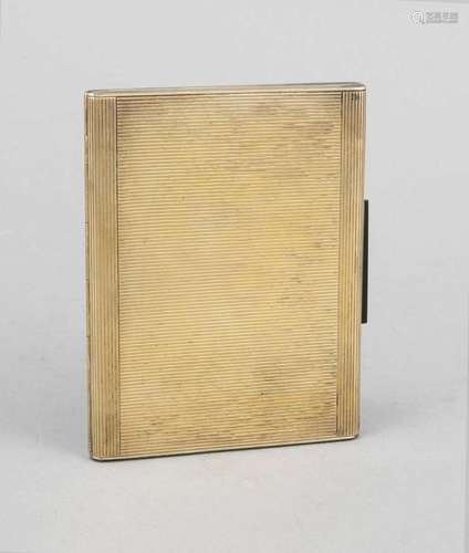 Rectangular cigarette case, 20th century, Sterlin silver 925/000, gilt, wal