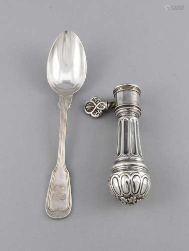 Bone holder and six spoons, France, around 1900, Christofle, plated, spoon,