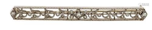 Art Deco old-cut diamond brooch WG 585/000 from Dreicer und Co., with 13 ol