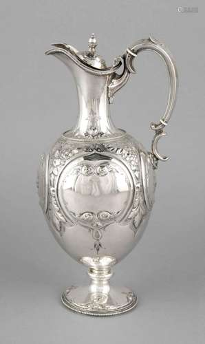 Wine Carafe, England, 20th Century, hallmarked Martin, Hall & Co., Sheffiel