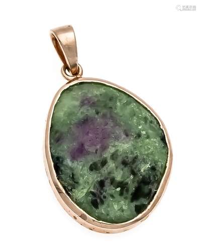 Zoisite pendant silver 925/000 rose gold plated with a zoisitcabochon 25 x