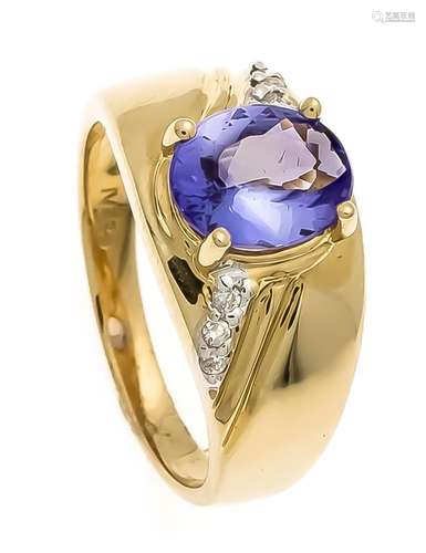 Tanzanite diamond ring GG 585/000 with an oval fac. Tanzanite 2.0 ct in ver