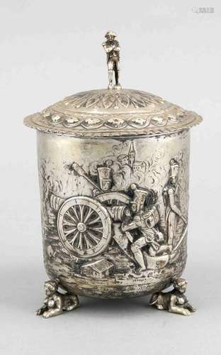 Lidded beaker, presumably France, 19th cent., marked silver, gilding inside