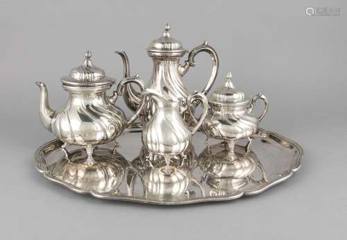 Four pieces coffee and tea set, German, around 1900, hallmarked WMF, Geisli