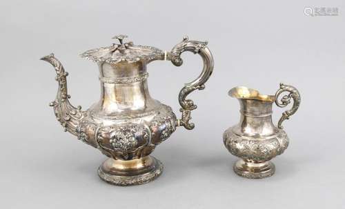 Coffee pot and creamer, Sweden, 1841/42, 1 hallmarked Adolf Zethelius, Stoc