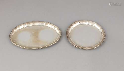 Two small trays, German, 20th cent., hallmarked M.H. Wilkens & Söhne, Breme