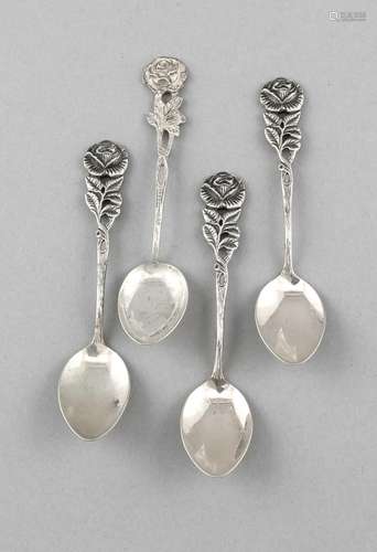 Twelve mocha spoons, German, 20th century, silver 800/000, Hildesheimer Ros