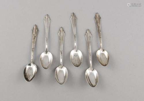 Six teaspoons, German, 20th cent., hallmarked WMF, Geislingen, silver 800/0