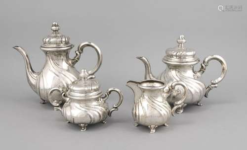 Four piece coffee and tea set, German, 20th cent., hallmarked Lutz & Weiss,