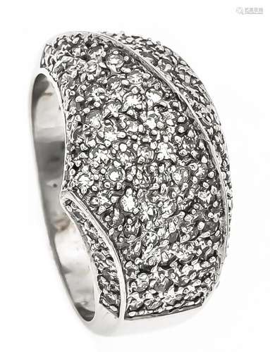 Diamond ring WG 585/000 with diamonds, total 1.0 ct W / SI, RG 54, 6.0 g