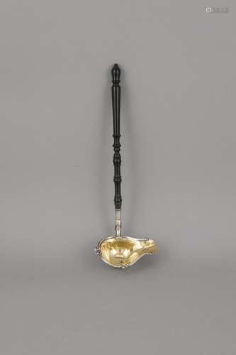 Ladle, around 1880, silver tested, gilding inside, decorated rim, ebonized